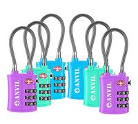 TSA Approved 3 Digit Luggage Cable Locks, Small Combination Padlock Ideal for Travel - 1, 2 & 4 Pack