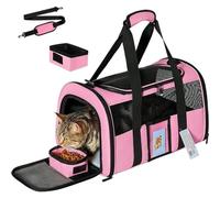 TSA Approved Airline Pet Carrier for Cats & Dogs Up to 15lbs - Soft-Sided Collapsible Travel Carrier, Lightweight Ventilated Design (Pink,43.2 x 30.5 x 27.9 cm)