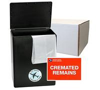 TSA Approved Fly-Safe and Temporary Travel Cremation Urn Kit for Human Ashes - Airline and Mail Friendly - 192 Cubic Inch Capacity - Airline-Ready Black Plastic Urn with Included Mailing Box