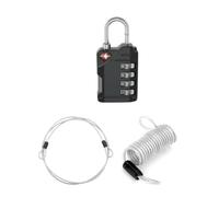 TSA Approved Luggage Lock,Alloy Body, Digit Combination Padlocks and Steel Cable Combination,Travel Lock for Suitcases & Bag, Travel Accessories (Black*1-556)