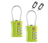 TSA Approved Luggage Locks 2-Pack - 3-Digit Combination TSA Locks with Flexible Cable Wire - Secure Locks for Luggage & Lock Bags for Suitcases, Travel Bags, Gym Lockers & Accessories (Green)