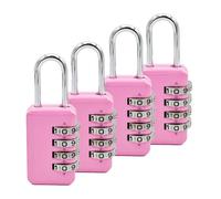 TSA Approved Luggage Locks, 4-Digit Combination Travel Padlocks, Resettable Zinc Alloy Code Lock for Suitcases, Bags, Lockers, Gym and Cabin Use ， Small Padlock (Pink)