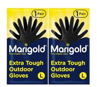 TSA LIMITED Marigold Extra Tough Outdoor Gloves Large 2 Pairs Comfortable Heavy Duty Gloves with Roll Top Cuffs for Gardening Cleaning & Outdoor Tasks (Large)