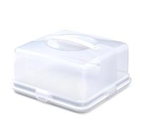 TSA LIMITED Square Plastic Cake Box with Lockable Lid and Carry Handles White Large Cake Carrier Storage Container for Cakes, Serving Pies, Cookies and Desserts