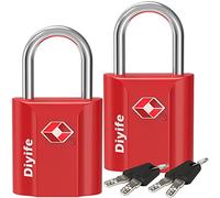 TSA Luggage Lock with Keys [2 Pack] - Diyife Heavy Duty Zinc Alloy Security Padlock for Travel Suitcase Bag Case with 4 Keys (Red)