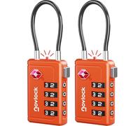 TSA Luggage Locks with Alert Indicator - 4-Digit Travel Padlocks with Flexible Cables for Suitcases, Backpacks & More - Suitcase Locks, 2-Pack, Orange