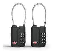 TSA008 Luggage Locks, [Security Upgrade][2 Pack] Diyife 4-Digit Code Padlock with Open Alert Indicator & Flexible Cables, Resettable Combination Padlocks, Small Round Travel Locks for Suitcases Case