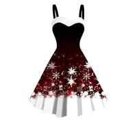 tsaChick 1950S Fancy Dress Retro Christmas Prints Swing Dresses Sleeveless Cocktail Dresses for Women UK Evening for Women UK Christmas Rockabilly Dress Square Collar Wedding Guest