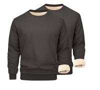tsaChick 2pc Lambswool Crewneck Sweatshirt Fleece Lined Mens Jumper Solid Warm Jumpers Long Sleeve Sweatshirts For Men Uk Thermal Winter Clothes For Men