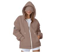 tsaChick Airplane Hoodie,Hoodie with Eye Mask Built In,Full ZipperLong Sleeve Cardigan Jacket Comfort Mode Travel Sweatshirt Pullover with Drawstring Pockets Autumn Winter Thin Coat for Women Coffee