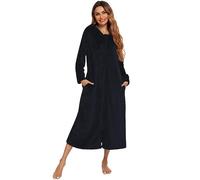 tsaChick Bathrobe Full Zip Womens Dressing Gown Fluffy Robe Womens Soft Lightweight Ladies Dressing Gown Fleece Hooded Robe Long Housecoat Oversized Nightgown Warm And Cosy Pajamas