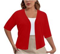 tsaChick Cardigans for Women UK Plus Size Half Sleeve Open Front Jumper Ladies Solid Color Lightweight Cardigan for Dresses Summer Fall Evening Wedding Casual Outerwear