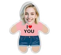 tsaChick Custom Face Pillow 3D Double-Sided Head Body Shaped Cushion with Your Own Face Picture Cute Personalised Photo Filling Funny Doll for Home Sofa Decor Funny Pillow Gift（20Cm/30Cm High）