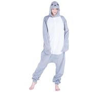 tsaChick Fleece Fluffy Costume Adult Unisex Cosplay Halloween Onesie Adult Cute And Warm Stitch Pyjamas Seal Merry Chrismas Animal Costume Soft Lightweight Hooded Sleeping Loungwear
