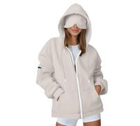 tsaChick Hoodie with Eye Mask Built In,Full Zipper Airplane Hoodie Long Sleeve Cardigan Jacket Comfort Mode Travel Sweatshirt Pullover with Drawstring Pockets Autumn Winter Thin Coat for Women Khaki