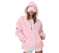 tsaChick Hoodie with Eye Mask Built In,Full Zipper Airplane Hoodie Long Sleeve Cardigan Jacket Comfort Mode Travel Sweatshirt Pullover with Drawstring Pockets Autumn Winter Thin Coat for Women Pink