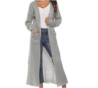 tsaChick Knitted Jumpers for Women Split Black Cardigans for Women Uk Lightweight Sweaters Long Sleeve With Pockets Sweater Open Front Cardigans Ladies Long