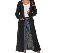 tsaChick Knitted Jumpers for Women With Pockets Cardigans for Women Uk Plus Size Open Front Cardigans Lightweight Jackets Uk Split Sweater Long Sleeve Long Line