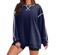 tsaChick Ladies Jumper Oversized Women's Sweatshirts Crewneck Womens Tops Solid Color Pullover V-Shaped Color Block Blouses for Women Long Sleeve Fall Winter Outerwear Fashion Holiday Sweatshirt