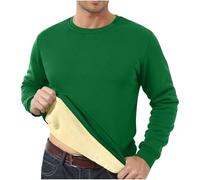 tsaChick Long Sleeve Warm Fuzzy Sweatshirts For Men Solid Warm Mens Jumpers Fleece Lining Mens Sweatshirt Crewneck Jumper