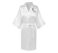 tsaChick Silk Dresses for Women Uk Kimono Dressing Gowns Summer Bride Robe Satin Nightdress for Women Heart Print Pajamas Plus Size Nightgown Soft Knee Length Nightdress Sleepwear Valentines Gifts