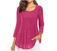 tsaChick Swing Top Sparkling Shiny Evening Party Tops Raglan Sleeve Blouses for Women UK Sparkling Womens Tops Slim Fit Shirt Womens Boat Neck Plus Size Long Sleeve Daily Wear Clother