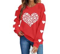 tsaChick Valentines Shirt for Women UK Long Sleeve Pullover Tops Cute Love Heart Graphic Printed Jumpers Blouse Oversized Shirts Soft Basic Casual Loose Tshirt Crew Neck Sweatshirt Red