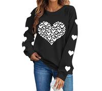 tsaChick Valentines Shirt for Women UK Soft Basic Sweatshirt Oversized Shirts Cute Love Heart Graphic Printed Tshirt Crew Neck Casual Loose Jumpers Blouse Long Sleeve Pullover Tops Black