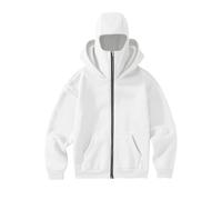 tsaChick Womens Balaclava Hoodie with Ski Face Mask,Double Hooded Fleece Zip Jacket Winter Windproof Full Zip Streetwear Athletic Workout Sweatshirt Travel Hoodie Jacket White