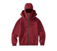 tsaChick Womens Balaclava Hoodie with Ski Face Mask,Double Hooded Fleece Zip Jacket Winter Windproof Full Zip Streetwear Athletic Workout Sweatshirt Travel Hoodie Jacket Wine