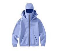 tsaChick Womens Balaclava Hoodie with Ski Face Mask,Double Hooded Fleece Zip Jacket Winter Windproof Full Zip Streetwear Athletic Workout Sweatshirt Travel Hoodie Jacket Sky Blue