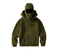 tsaChick Womens Balaclava Hoodie with Ski Face Mask,Double Hooded Fleece Zip Jacket Winter Windproof Full Zip Streetwear Athletic Workout Sweatshirt Travel Hoodie Jacket Army Green