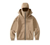 tsaChick Womens Balaclava Hoodie with Ski Face Mask,Double Hooded Fleece Zip Jacket Winter Windproof Full Zip Streetwear Athletic Workout Sweatshirt Travel Hoodie Jacket Khaki
