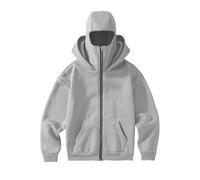 tsaChick Womens Balaclava Hoodie with Ski Face Mask,Double Hooded Fleece Zip Jacket Winter Windproof Full Zip Streetwear Athletic Workout Sweatshirt Travel Hoodie Jacket Gray