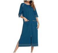 tsaChick Womens Dressing Gown Pockets Bath Robes For Women Soft Lightweight Womens Robe Plus Size Nightgown Full Zip Pajamas Long Sleepwear