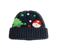 tsaChick Women's Hats Winter Knitted Womens Bobble Hat Padded Wooly Hat Christmas Cute Bow Claus Womens Pom Pom Hat Warm Thermal Keeping Warm Gifts