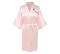 tsaChick Women's Silk Robe Kimono Robe Soft Satin Dressing Gown for Women Bride Dressing Gown Summer Sleepwear Plus Size Pajamas Heart Print Knee Length Nightgown Nightdress Valentines Gifts