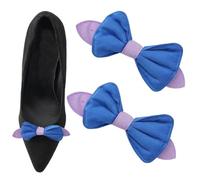 Tsangbaby 2 Pcs Blue Purple Bow Shoe Clips, Two-Tone Handmade Bow Ornaments, Detachable Shoe Charms for Heels Flats, Cute Alien Themed Cosplay Halloween Footwear Accessories