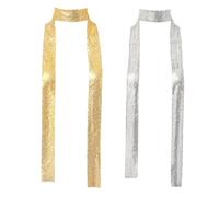 Tsangbaby 2 Pieces Skinny Scarf Sparkle Scarf Metal Sequins Neck Tie Scarf Long Neckerchief Glitter Tie Shawls, Costume Accessories for 70s 80s Disco Nightclub Fancy Dress up Party Halloween
