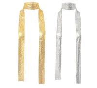 Tsangbaby 2pcs Skinny Scarf Sequin Sparkle Metal Neckerchief for Women Girl, Neck Scarf Glitter Neck Tie for Adult, Costume Accessories for 70s 80s Disco Fancy Dress up Party Halloween
