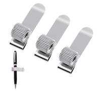 Tsangbaby 3pcs Stainless Steel Pen Holder for Notebook, Pen Loop Holder Clip with Adjustable Spring Loop, Pens Pencil Organizer for Notebook Clipboard Fridge Whiteboard Bulletin Board Map