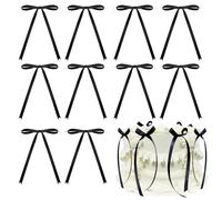 Tsangbaby 50Pcs Black Bows for Cake, Bow Cake Topper, Reusable Bowknot Ribbons, Anniversary Cake Decorations, Bridal Cake Dessert Picks for Baby Shower Anniversary Birthday Wedding Party (Black)