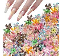 Tsangbaby 60 Pcs Nail Charms Nail Stuff 3D Hawaiian Flowers Nails Art Charms Accessories Decorations with Pick up Tweezers Summer Resin Charms for Women Girls Manicure Design DIY Crafts