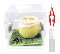 Tsangbaby Acrylic Jumping Spider Enclosure Mini Jumping Spider Habitat Tarantula Enclosure Decor with Matrix Ventilation Holes Style 3