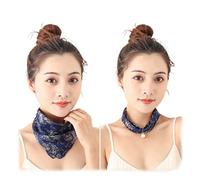 Tsangbaby Bandana Pattern Neck Cover Soft Magnetic Pin Sun Protection Scarfs Pearls Pendant Paisley Neck Scarfs for Cover Scars Navy
