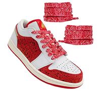 Tsangbaby Colorful Bandana Flat Shoelaces 1 Pairs 8mm Unisex Width Floral Shoe Laces Strings for Adults Canvas Shoes Sneakers Red 120CM Fit 4 to 6 Eyelet