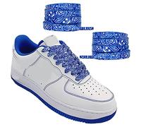 Tsangbaby Colorful Bandana Flat Shoelaces 1 Pairs 8mm Unisex Width Floral Shoe Laces Strings for Adults Canvas Shoes Sneakers Blue 140CM Fit 6 to 8 Eyelet