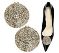 Tsangbaby Gold Irregular Round Full Rhinestone Shoe Clips, Detachable Crystal Shoe Charms, Bling Paved Rhinestone Shoe Buckle Ornaments, Wedding Party High Heel Decorations for Women Pumps, 2Pcs