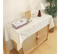 Tsangbaby Rectangular Lace Table Cloth Coffee Table Cover Cloth 140x200cm White Vintage Crochet Doilies Embroidered Floral Tablecloth for Party Home Kitchen Living Room Decoration