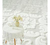 Tsangbaby Square Lace Tablecloth Bedside Cotton Linen Table Cloth 90x90cm Floral Tables Cover White Vintage Crochet Doilies White Laces Tables Cover for Party Home Kitchen Living Room Decoration